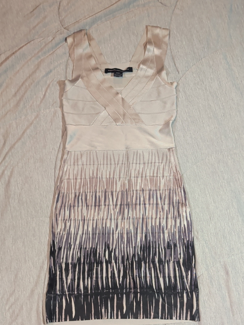 French Connection Cream to Black Ombre Midi Dress